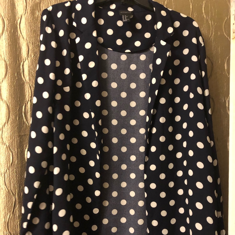 Navy blue n white polka dot blazer
